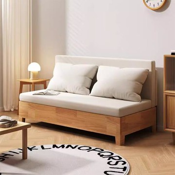 HappyLife 可伸縮實木皮沙發床 120公分 Y12317