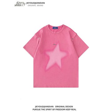 vintage高街重磅可拆卸短袖T恤變背心設計感寬松百搭情侶半袖上衣