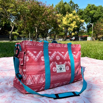 防潑水旅行收納提袋 游泳袋  紅圖騰款 台灣手工製造