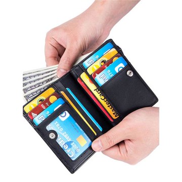 2023新款多功能真皮防磁迷你短款錢包男士RFID防盜刷卡包硬幣包