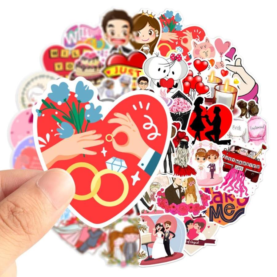 Wedding Stickers 50 Sheets Valentine's Day Love Anniversary Stickers Laptop