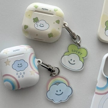 🇰🇷 韓國KKOBA 現貨 skyfolio 雲朵☁️ 幸運草 彩虹 AirPods 保護殼 硬殼 耳機殼 壓克力 吊飾