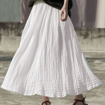 [米蘭精品] 現貨+預購 新中式A字裙半身裙大碼中長裙子洋裝連身裙大碼休閒女裝-素色垂感飄逸女裙子74mc14