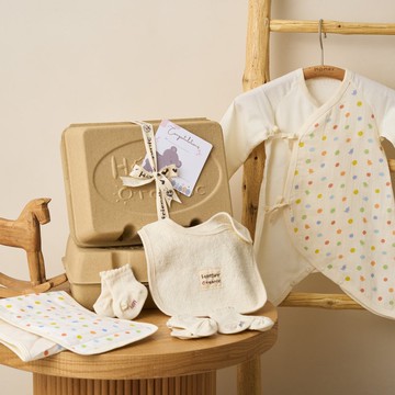 新生兒有機棉彌月禮盒・點點鳥蝴蝶衣安心4件組_HomeyOrganic