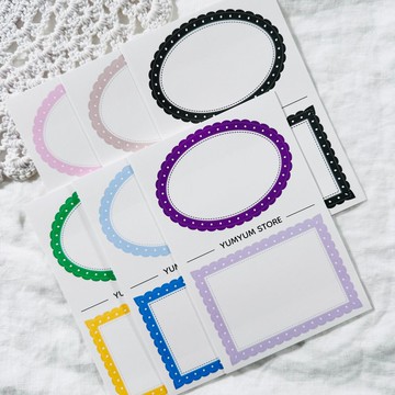 圓形鏤空邊框 紙質貼紙
