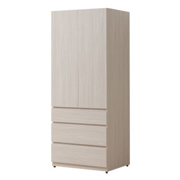 文創集 杜摩2.7尺二門三抽高衣櫃-80x60x198cm免組