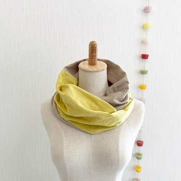 日本製造高品質雙層紗布蓬鬆夢幻髮髻雙色黃x 沙米色