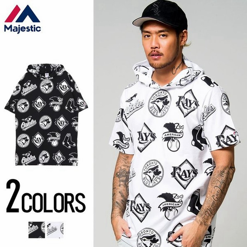 パーカー メンズ 半袖 Majestic マジェスティック Mlb総柄tパーカー 全2色 ロゴ 大きめ M L Xl ストリート ベースボール ブランド 春夏 通販 Lineポイント最大0 5 Get Lineショッピング