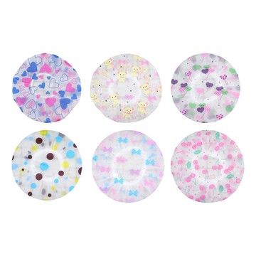 小資族時尚防水浴帽 顏色隨機 防水材質 可愛圖案  6個