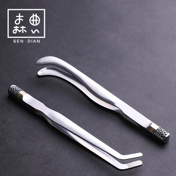 茶夾不銹鋼茶葉夾子功夫茶具喝茶工具杯夾茶杯泡茶防滑洗茶茶鑷子