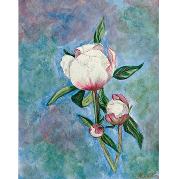 白牡丹花蕾原創花卉藝術畫布 RinaArtSK