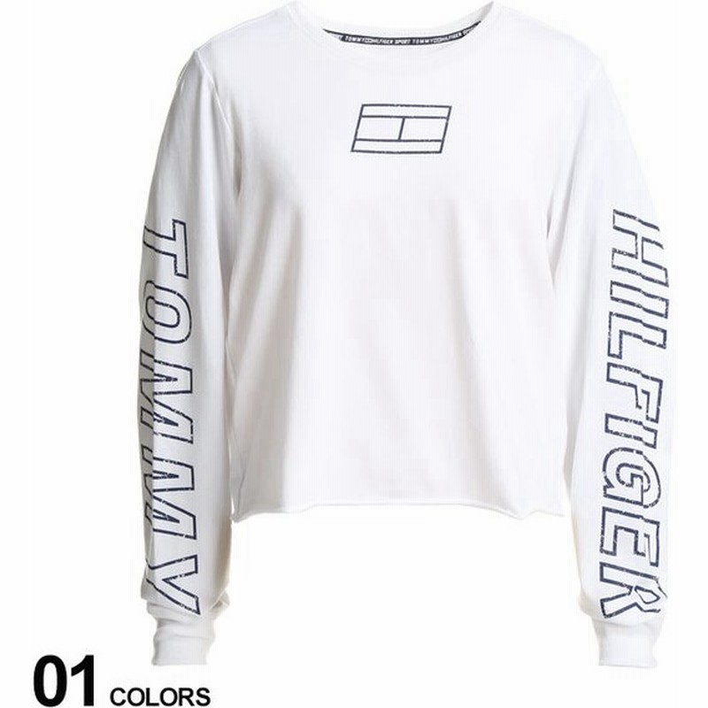 トミー ヒルフィガー レディース Tommy Hilfiger ロゴ 袖プリント クルーネック 長袖 Tシャツ ブランド トップス ショート丈 へそ出し Tmltpt 通販 Lineポイント最大0 5 Get Lineショッピング