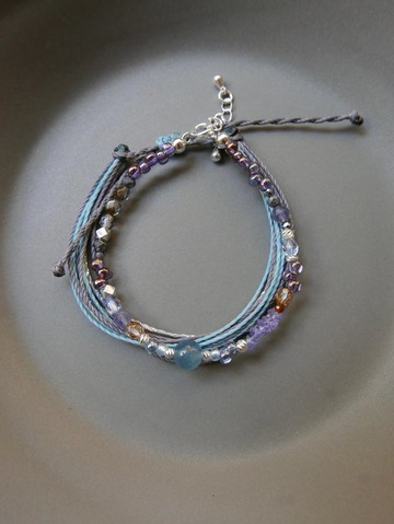 量身訂製/銅鍍銀/天然石手鍊/海藍寶/坦桑石