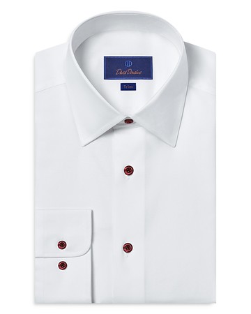 David Donahue Super Fine Regular Fit Twill Dress Shirt
