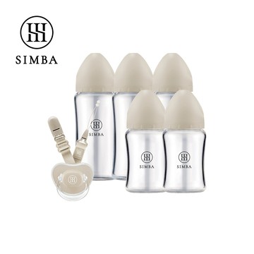 Simba 小獅王辛巴 - 蘊蜜質金玻璃寬口奶瓶哺育安撫全能組-新生適用-杏茶