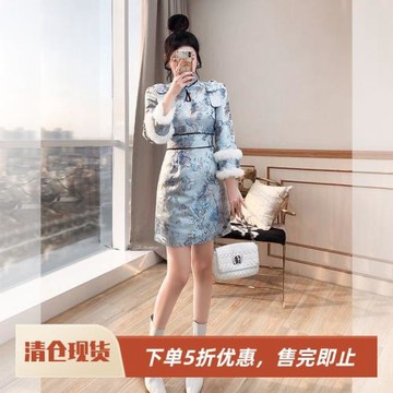 新中式連衣裙女裝2026馬年過年新年戰袍女裝國風棉襖改良新年旗袍