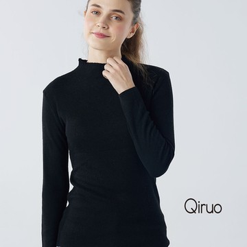【Qiruo 奇若】秋冬專櫃針織長袖上衣1130A-02黑色小立領百搭