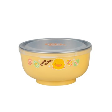 PiYOPiYO 黃色小鴨 不鏽鋼雙層隔熱深餐碗 300ml 碗內寬度直徑約10.5cm 無塑化劑、不含重金屬、雙酚A  黃色  1個