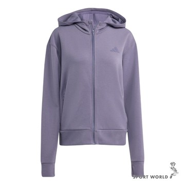 Adidas 連帽外套 女裝 排汗 拉鍊口袋 紫【運動世界】JX7310