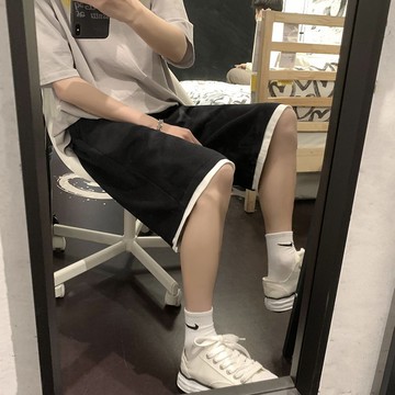 夏季白色短褲男款五分衛褲寬鬆純色運動休閒大碼中褲灰色男生短褲