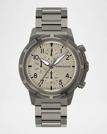Men's Ferragamo Sport Chrono 44MM IP Gunmetal Bracelet Watch