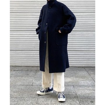 蕉藍地秋冬韓版ins百搭雙面呢過膝英倫毛呢大中長款衣風衣外套潮