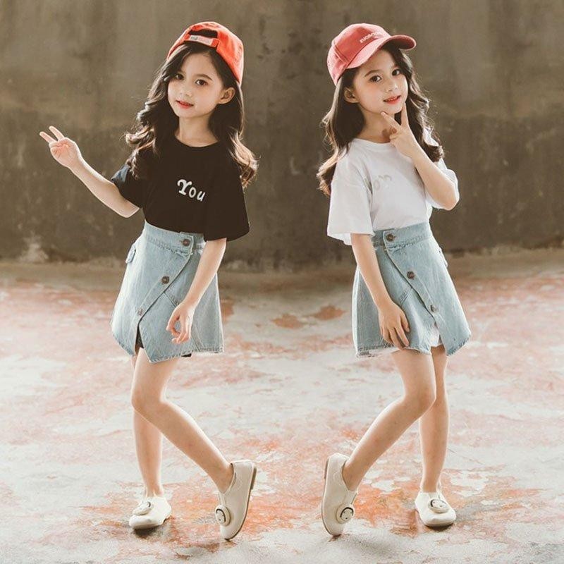 韓国子供服 セットアップ 女の子 夏服 2点セット Tシャツ デニム