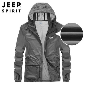 (免運)JEEP吉普夏季戶外輕便衣男士冰絲風衣超薄防紫外線運動工裝外套服