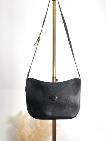 【日本直送 名牌中古包】GUCCI 古馳 側背包 黑色 GG Logo 皮革 vintage 古董 vintage 舊款 u2u3ar