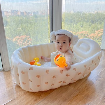 嬰幼兒充氣浴缸 寶寶球池 戲水池 寶寶浴盆 澡盆 韓國熱銷簡易輕便款洗澡神器-321寶貝屋