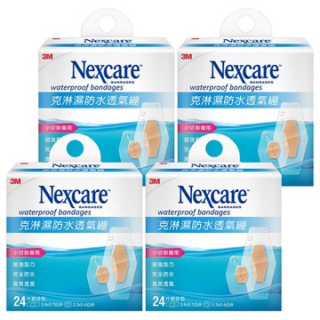 3M Nexcare 防水透氣繃 2.6 x 5.7cm 16片 + 圓點型8片  24片  4盒
