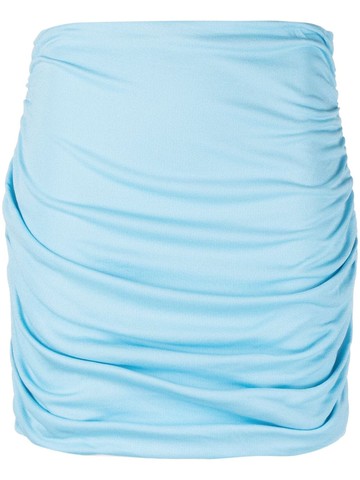 Tory Burch - ruched high-waist skirt - women - Polyamide/Spandex/Elastane/Viscose - L - Blue
