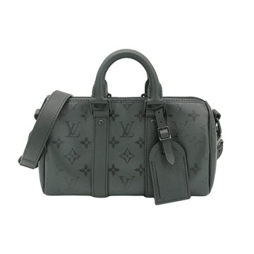 Louis Vuitton Keepall 25 字花帆布手提斜背波士頓包(M28369-黑)