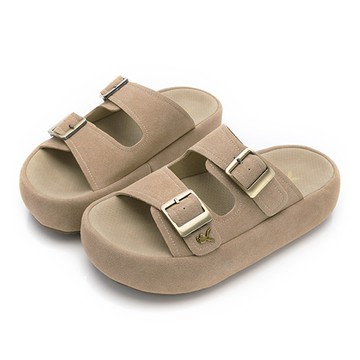 ✨迎春派對｜PLAYBOY 荒野漫步 真皮方釦涼拖鞋-杏(PY1116)