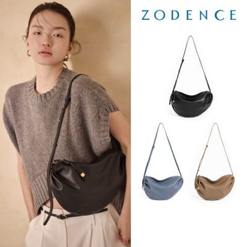 ZODENCE MOZ進口真皮不對稱抓皺斜背包-多色