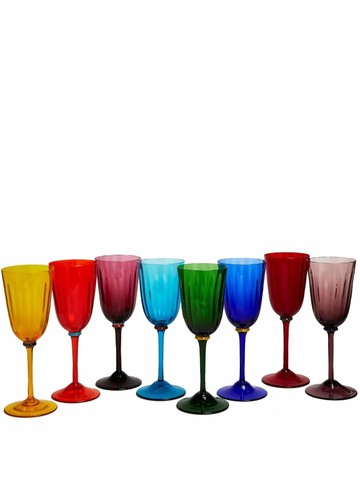 La DoubleJ - Rainbow set of 8 wine glasses - unisex - Murano Glass - One Size - Blue