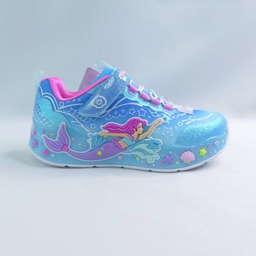Skechers 303060LBLMT 買鞋送襪 S LIGHTS 中童 燈鞋 美人魚 水藍【iSport愛運動】
