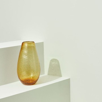 【Hübsch】 - 281101 琥珀色特殊閃閃玻璃花瓶 花器 插花七夕禮