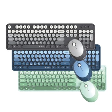 【獨家組合】 D600無線鍵鼠組+M-99 XL時尚皮質滑鼠墊 鍵鼠組 東青綠+ 滑鼠墊 粉