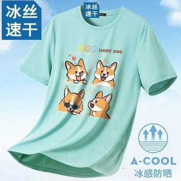 嚴選好物🌈NASA冰絲短袖男士t恤夏季新款網眼透氣速幹男士大碼上衣體恤短袖
