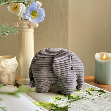 BON TON TOYS｜Elephant小象燈芯絨填充玩偶-灰 23cm