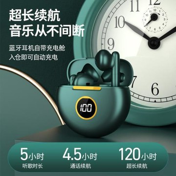 私模入耳式藍牙耳機帶顯示屏無線高顏值高音質低重音超長續航跨境