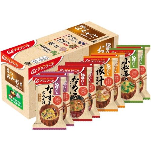 アマノフーズ 旨だし おみそ汁4種セット 24食 (8食入×3 まとめ買い) フリーズドライ インスタント味噌汁