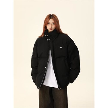 野生阿子美式磨砂立領金屬高級感面包服棉服男女寬松秋冬潮牌外套