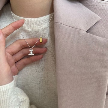 ✨現貨在台✨眉兒銀飾 925純銀 小熊Love純銀項鍊 項鏈 熊熊