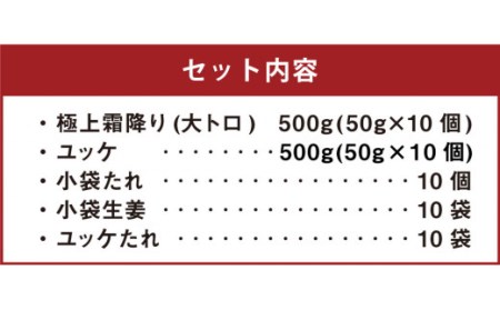 熊本 馬刺し 極上霜降り (大トロ) 500g 馬肉ユッケ 500g　計1kg セット たれ付き