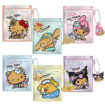小禮堂 Sanrio 三麗鷗 塑膠方形隨身鏡附吊飾 (曬黑泳衣款) Kitty 酷洛米 大耳狗 美樂蒂