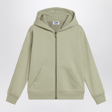 Sage green zip-up sweatshirt with stars