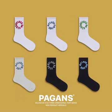 【PAGANS STORE】QCLOUD GO 21SS 立體感 英文 標語 長襪 中筒襪 襪子 (6 color)