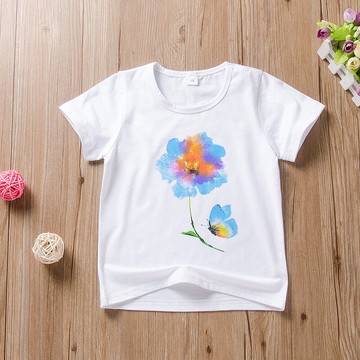 歐美外貿跨境亞馬遜女童短袖T恤新款中小童夏裝洋氣時尚印花